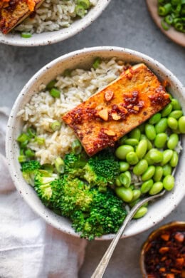 Chili Oil Pan Seared Tofu Bowls