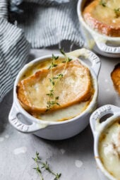 French Onion Soup in ramekins